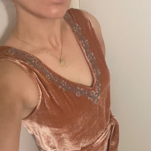 NWT J.O.A. Embroidered Velvet Midi Dress - Picture 5 of 14